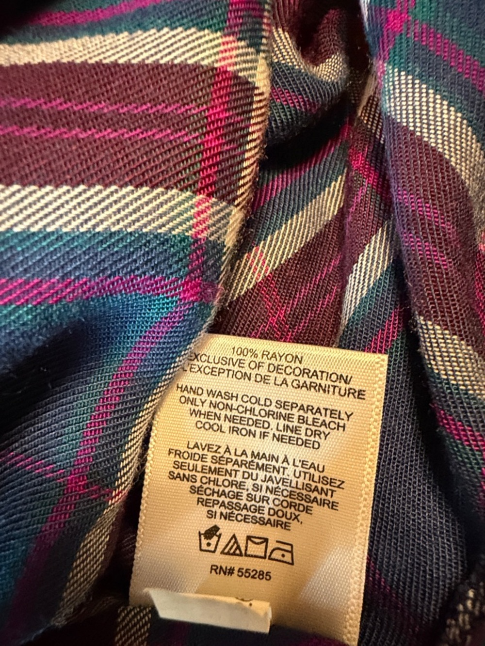 Express Navy, Burgundy & White Plaid Button-Up Shirt - Picture 7 of 9